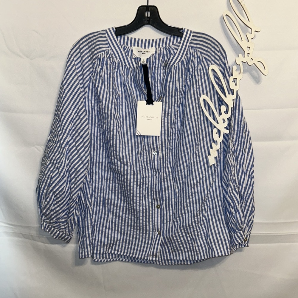 POMANDER PLACE

Blue and White Stripe Seersucker Tallie Top - Picture 6 of 12